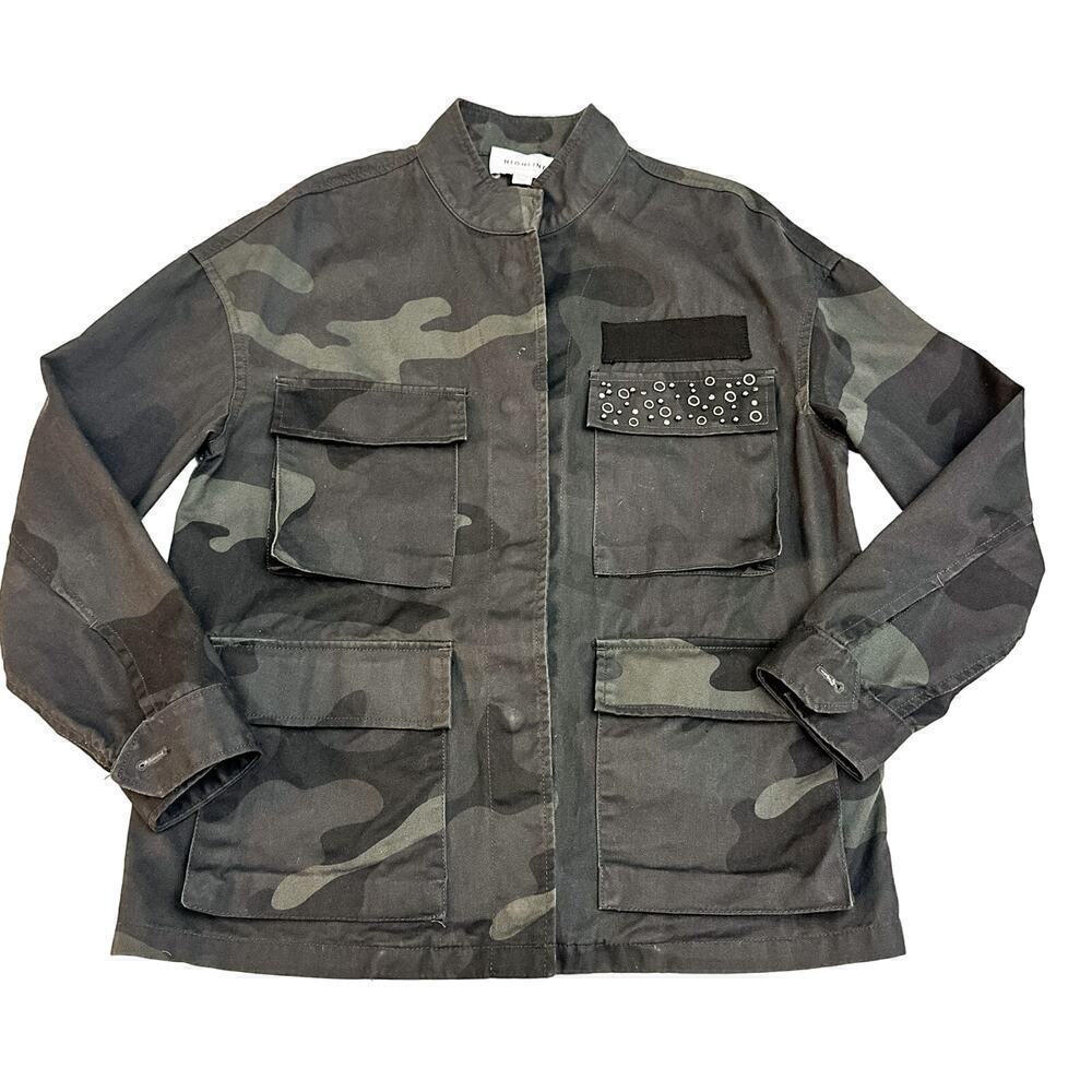 Highline Collective Green Camouflauge Military Jacket Embellishments Size XS